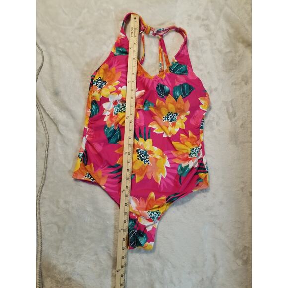 Kona Sol Women's 16W Plus Pink Tropical One-Piece Swimsuit NEW - Picture 5 of 8